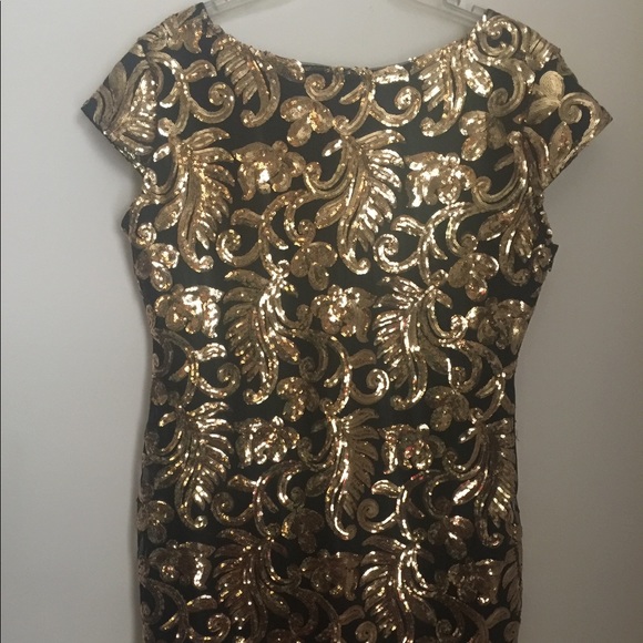 Black & Gold Sequin Club L Dress - Picture 4 of 5